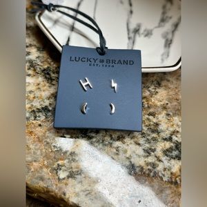 Lucky Brand Silver 2 PC Moon Lighting stud Earrings